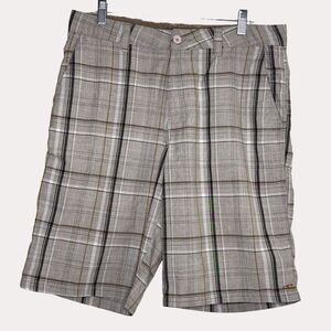 O Neill Mens Skate Shorts Plaid Tan 34 bv
